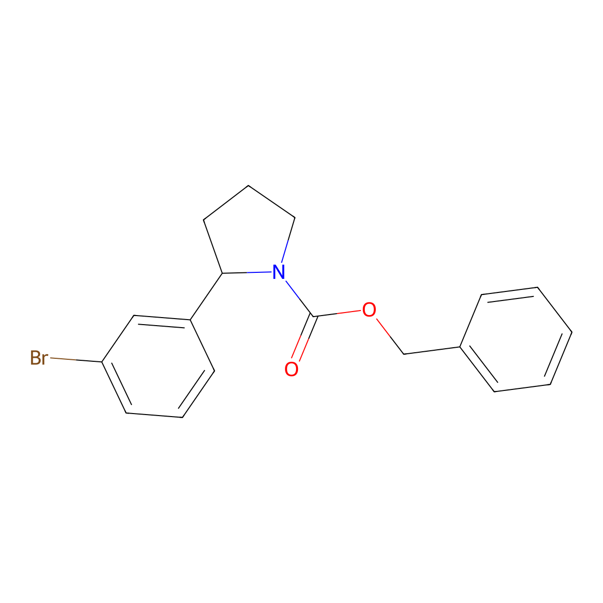 Benzyl 2-(3-bromophenyl)pyrrolidine-1-carboxylate molecular structure, CAS 1851813-99-4