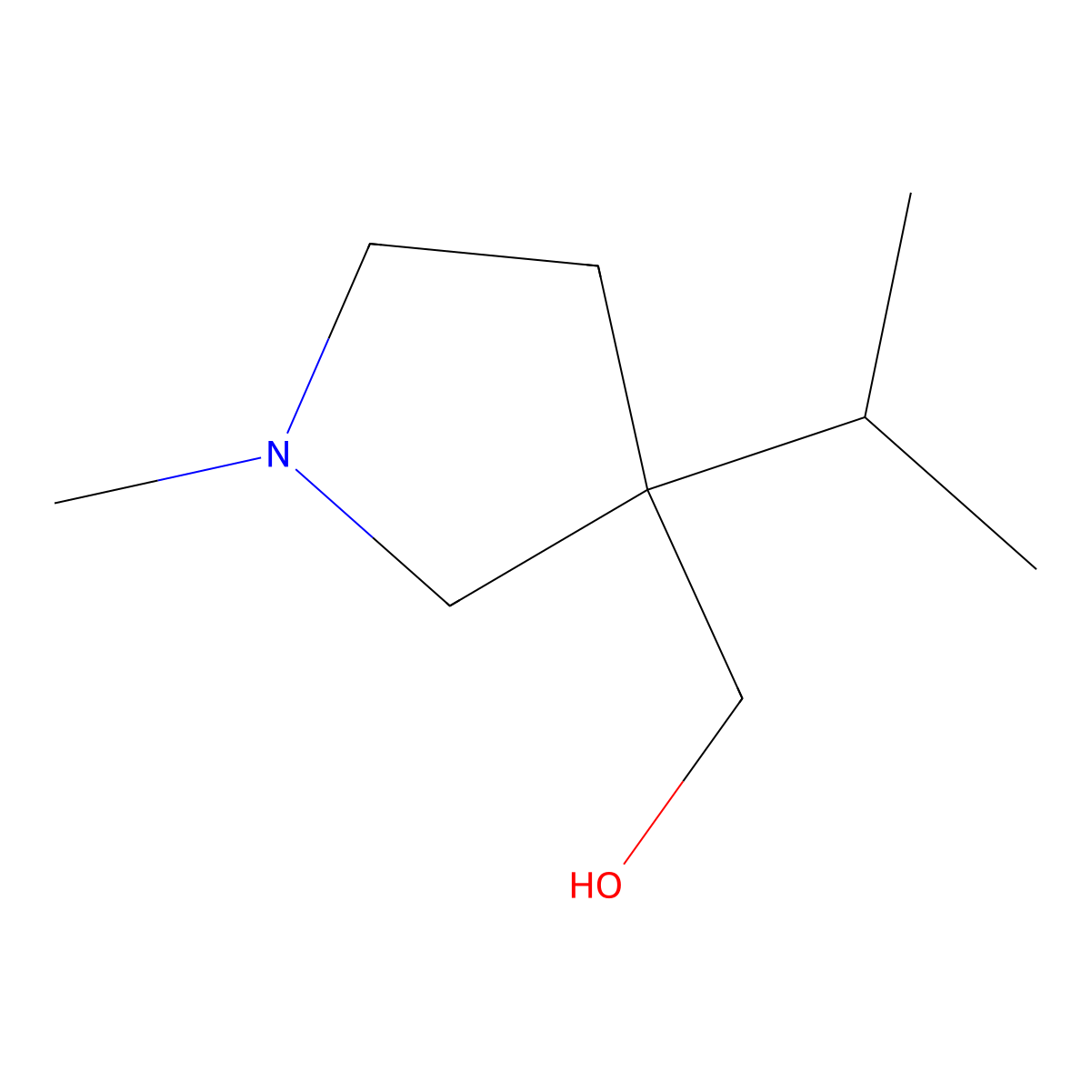 [1-Methyl-3-(propan-2-yl)pyrrolidin-3-yl]methanol molecular structure, CAS 1851819-56-1