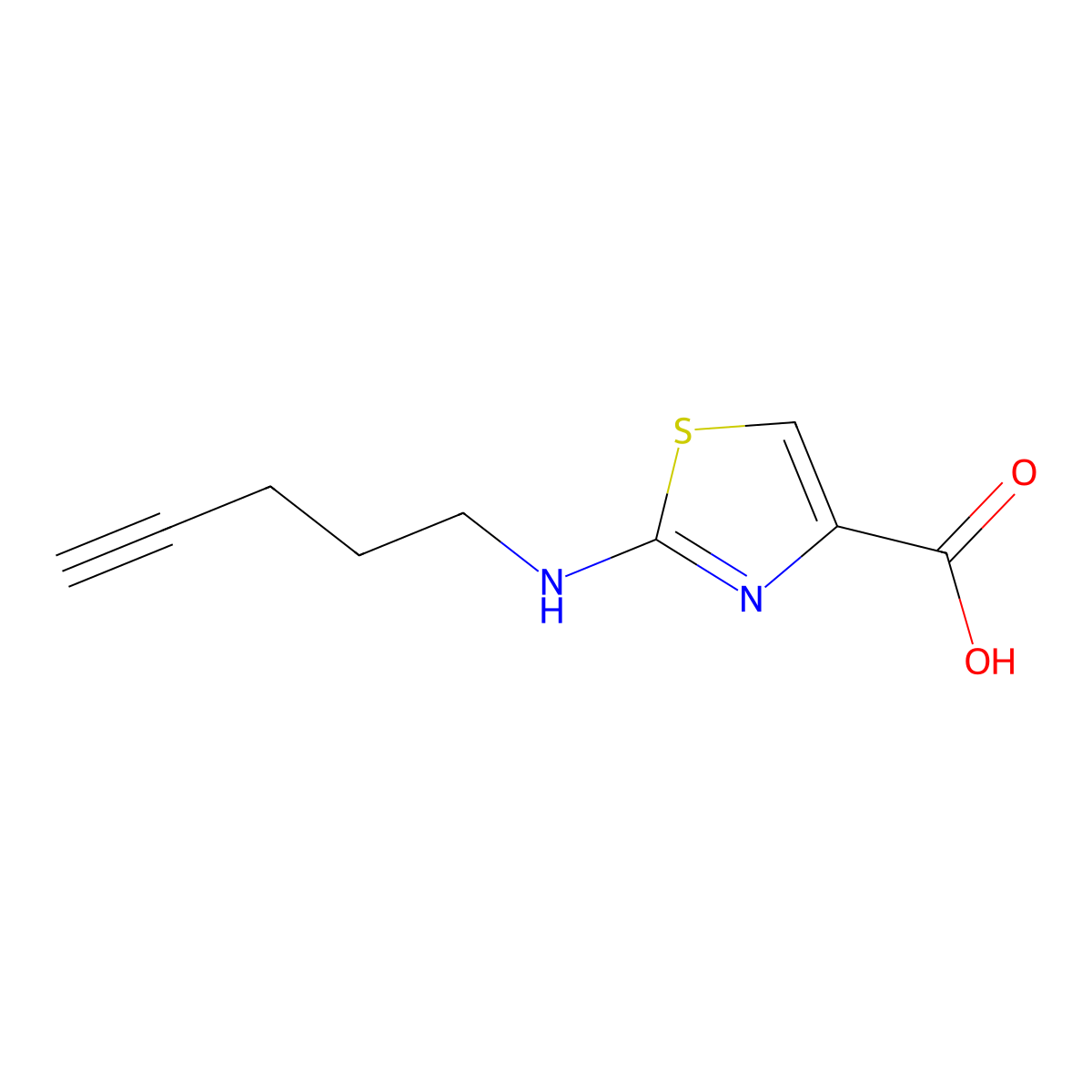 2-[(Pent-4-yn-1-yl)amino]-1,3-thiazole-4-carboxylic acid molecular structure, CAS 1851839-72-9