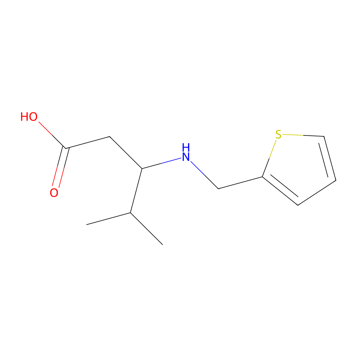 4-Methyl-3-{[(thiophen-2-yl)methyl]amino}pentanoic acid molecular structure, CAS 1851857-34-5