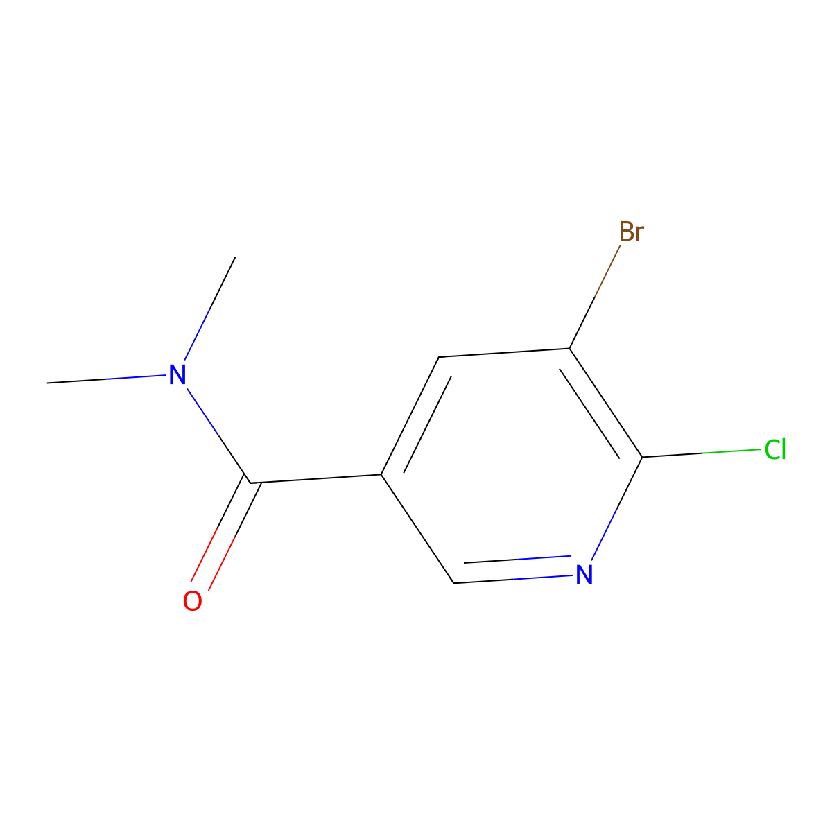 5-bromo-6-chloro-N,N-dimethylnicotinamide molecular structure, CAS 1851868-49-9