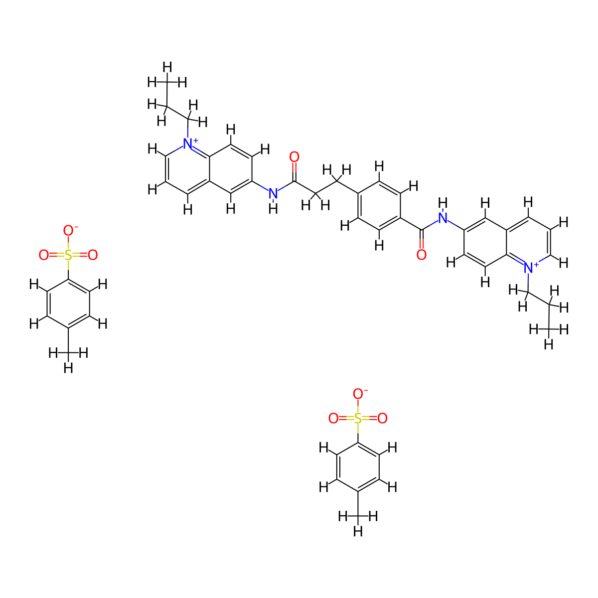 Quinolinium, 1-propyl-6-(p-((1-propylquinolinium-6-yl)carbamoyl)hydrocinnamamido)-, di-p-toluenesulfonate molecular structure, CAS 18519-60-3
