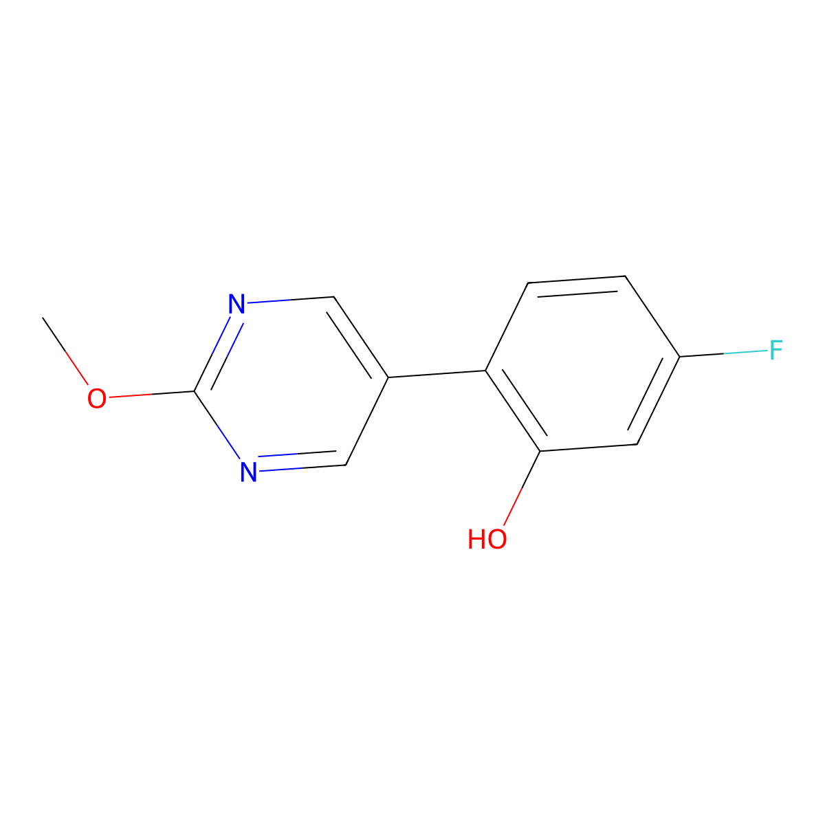 5-Fluoro-2-(2-methoxy-5-pyrimidinyl)phenol molecular structure, CAS 1851950-51-0