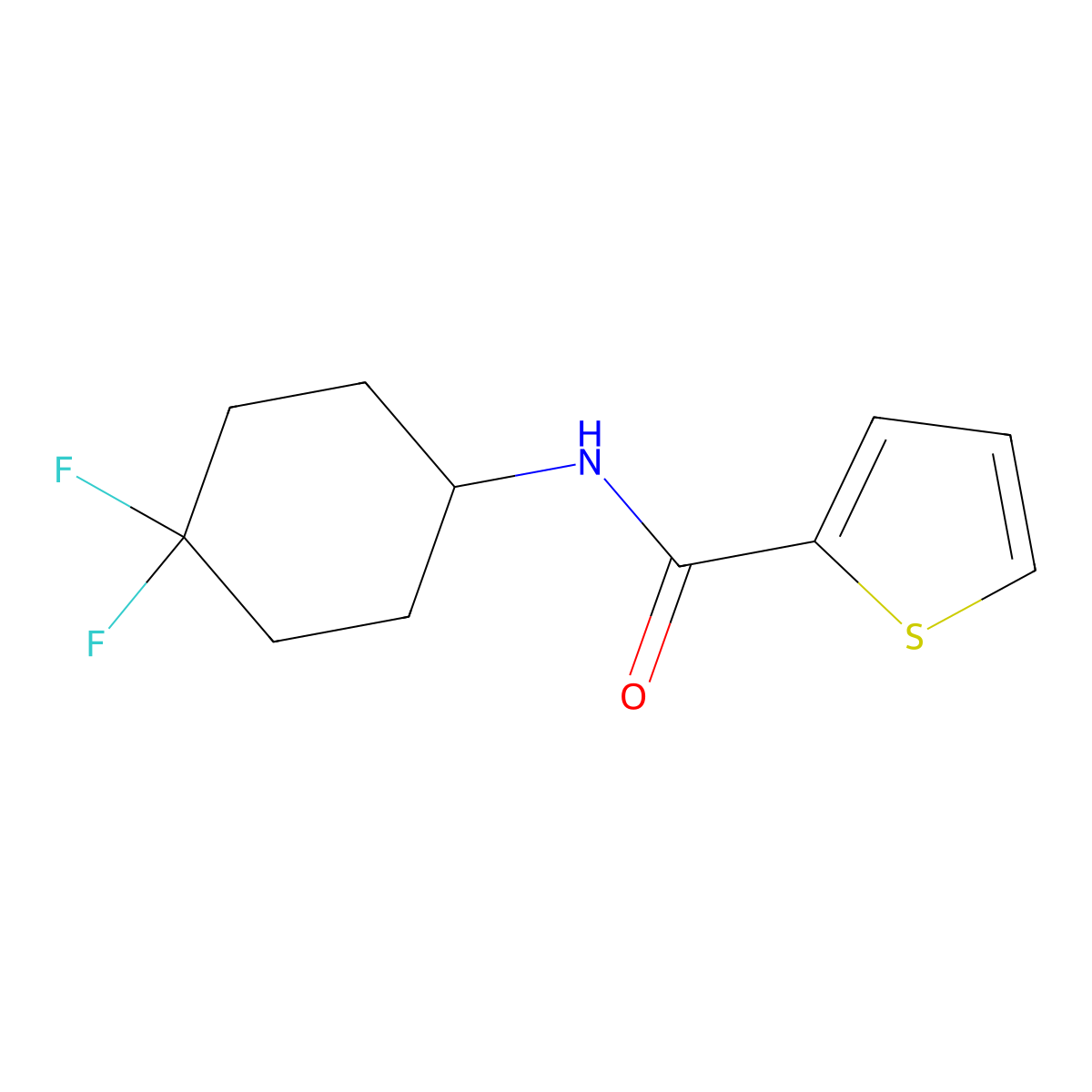 N-(4,4-difluorocyclohexyl)thiophene-2-carboxamide molecular structure, CAS 1851963-94-4