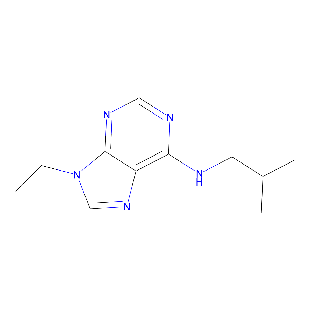 9-ethyl-N-(2-methylpropyl)-9H-purin-6-amine molecular structure, CAS 1851999-46-6