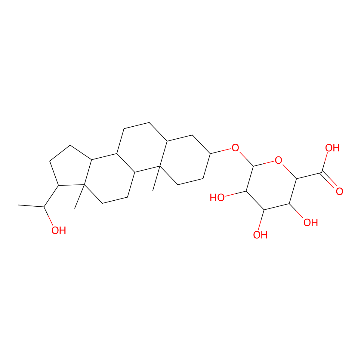 Pregnanediol-3 alpha-glucuronide molecular structure, CAS 1852-49-9