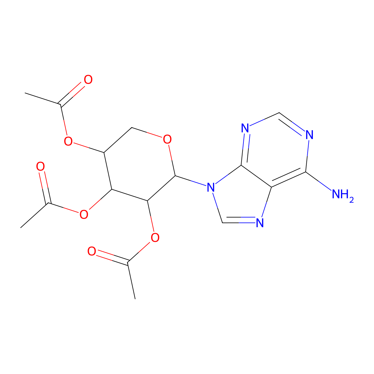 9-(2,3,4-Tri-o-acetylpentopyranosyl)-9h-purin-6-amine molecular structure, CAS 18520-81-5