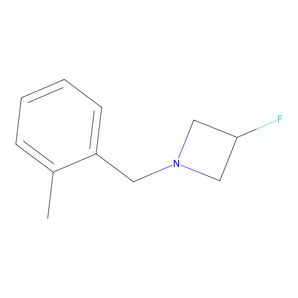 3-Fluoro-1-[(2-methylphenyl)methyl]azetidine molecular structure, CAS 1852001-62-7