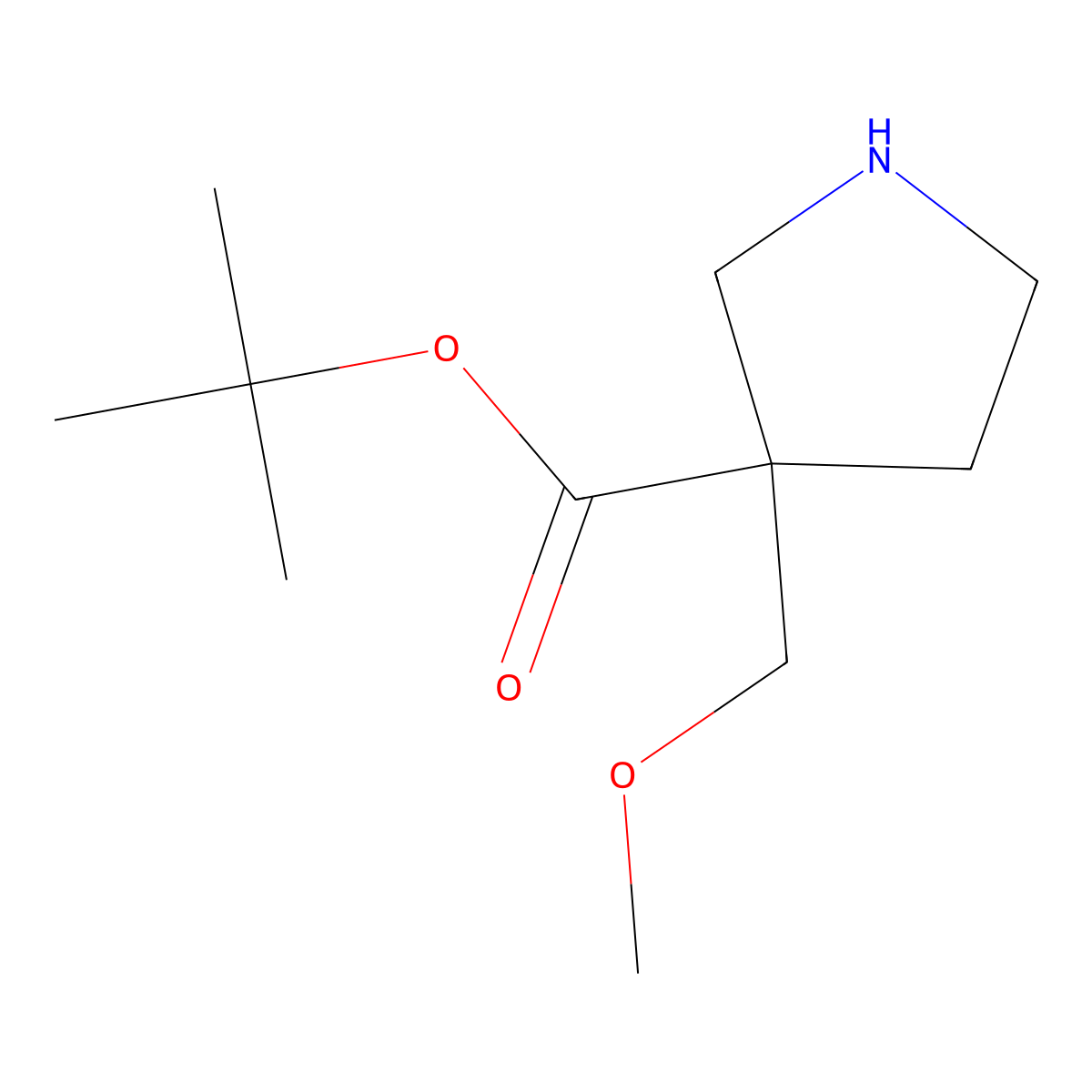 Tert-butyl 3-(methoxymethyl)pyrrolidine-3-carboxylate molecular structure, CAS 1852006-50-8