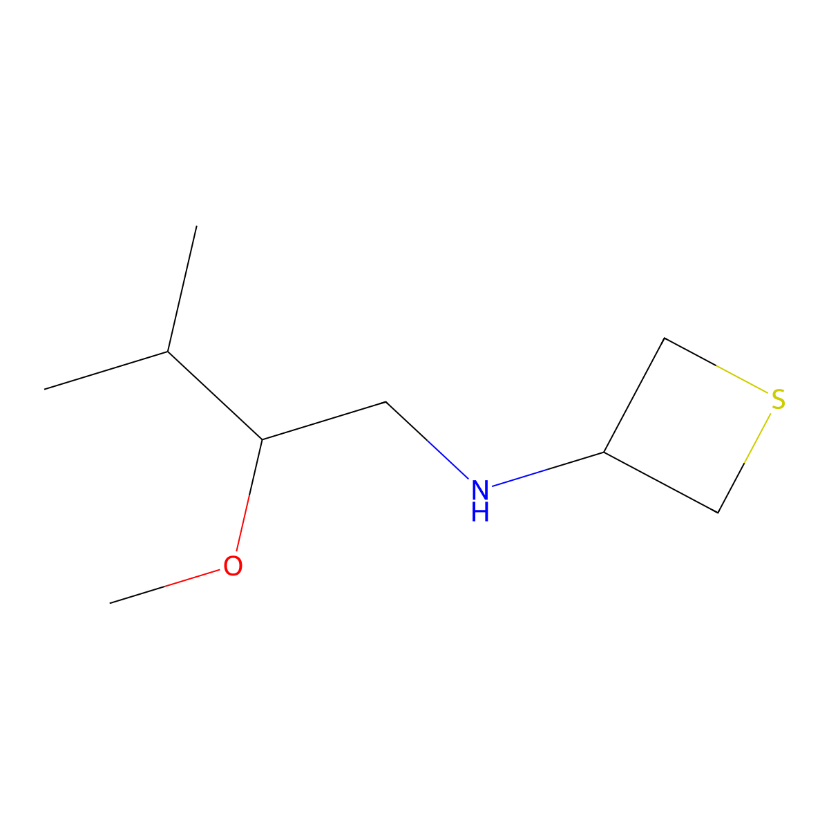 N-(2-Methoxy-3-methylbutyl)thietan-3-amine molecular structure, CAS 1852028-43-3