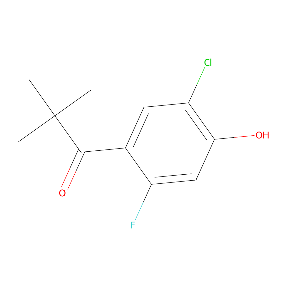 1-(5-Chloro-2-fluoro-4-hydroxyphenyl)-2,2-dimethylpropan-1-one molecular structure, CAS 1852081-52-7