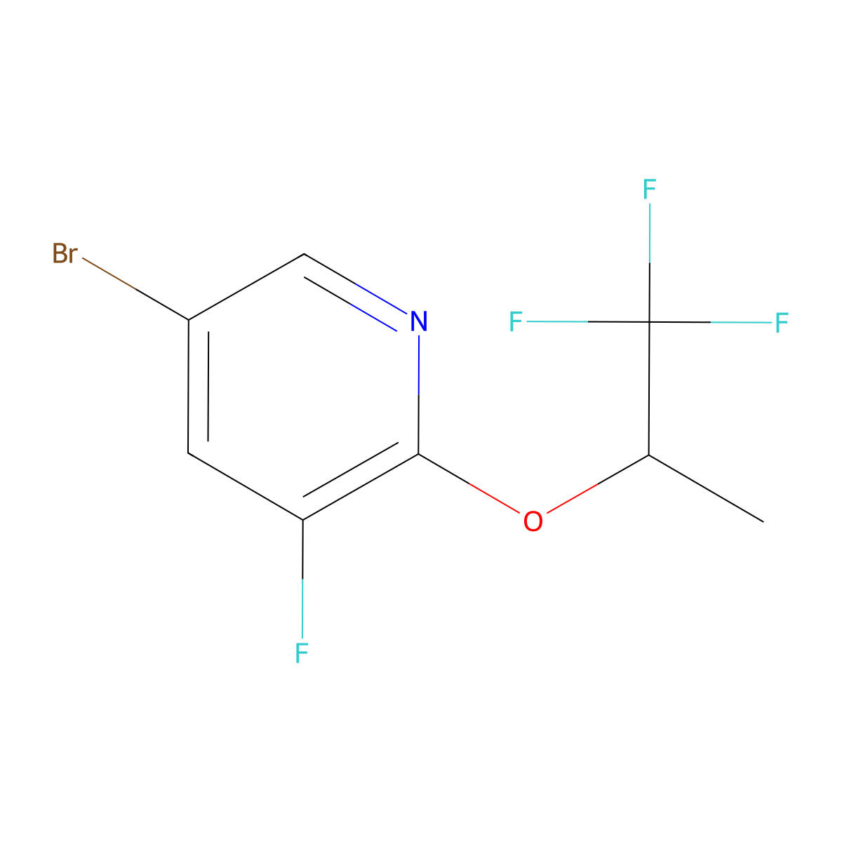 5-Bromo-3-fluoro-2-(2,2,2-trifluoro-1-methyl-ethoxy)pyridine molecular structure, CAS 1852096-27-5