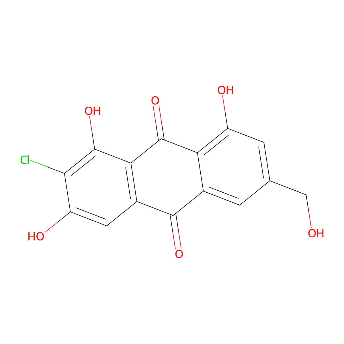 2-Chloro-1,3,8-trihydroxy-6-(hydroxymethyl)anthraquinone molecular structure, CAS 18521-74-9