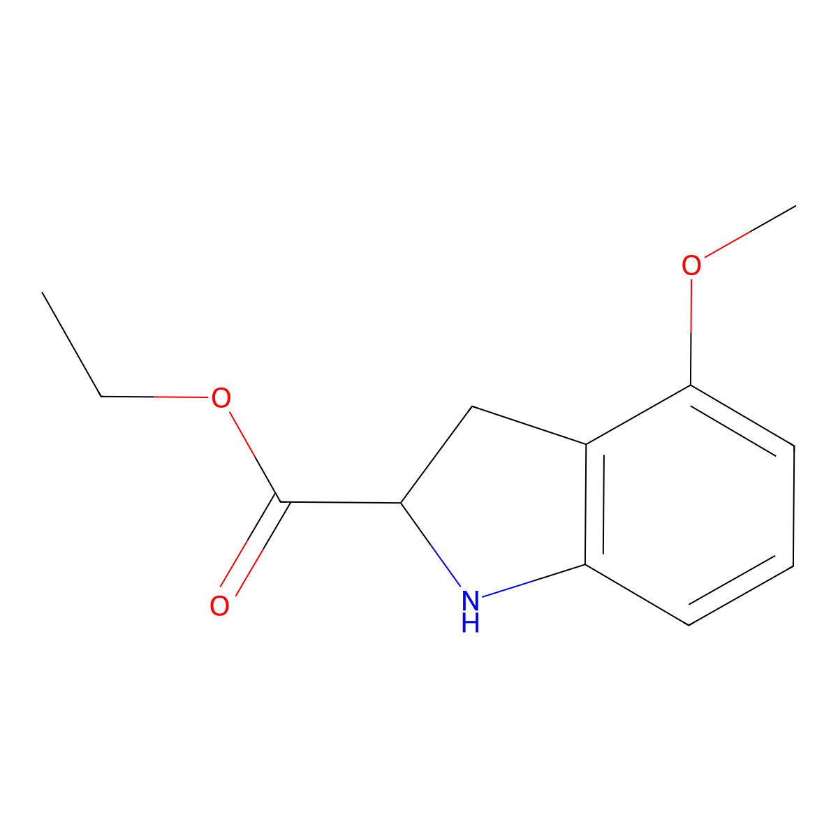 ethyl 4-methoxy-2,3-dihydro-1H-indole-2-carboxylate molecular structure, CAS 185212-07-1