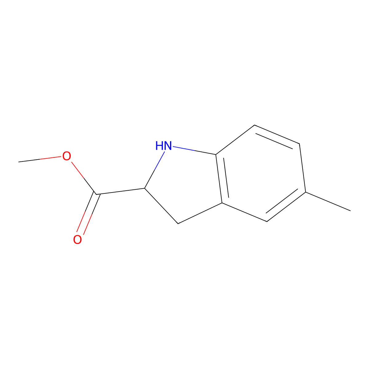 methyl 5-methyl-2,3-dihydro-1H-indole-2-carboxylate molecular structure, CAS 185212-39-9