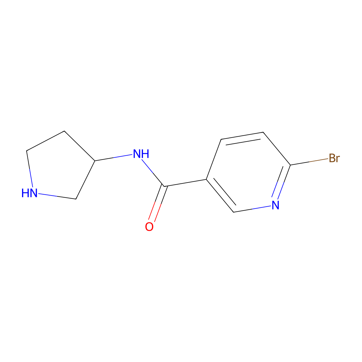 6-bromo-N-(pyrrolidin-3-yl)pyridine-3-carboxamide molecular structure, CAS 1852187-27-9