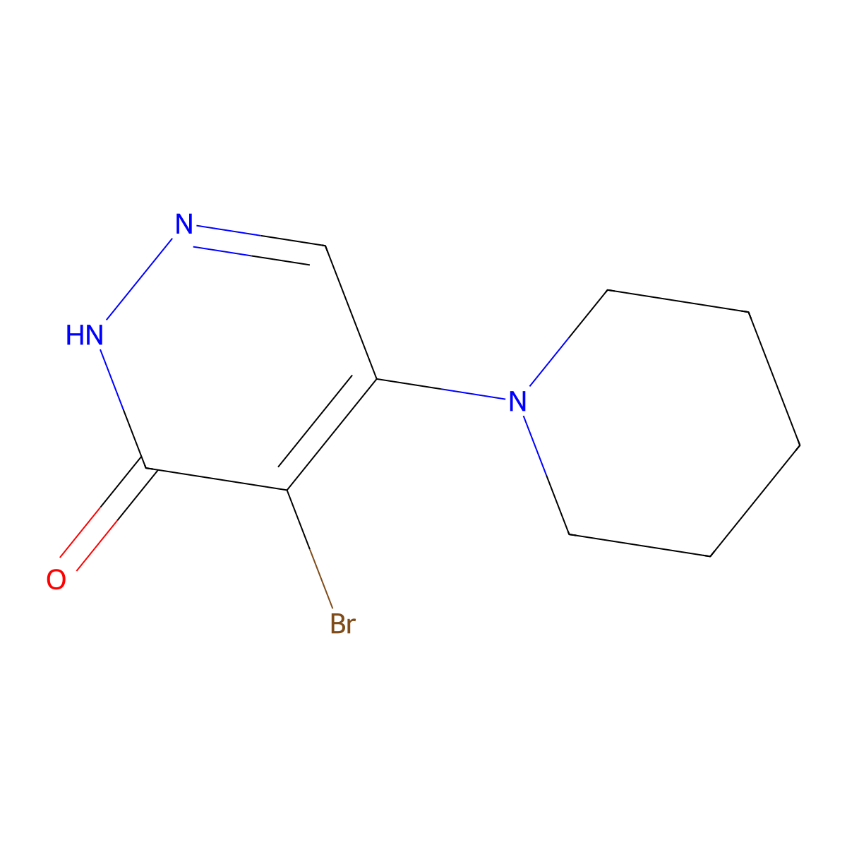 4-Bromo-5-(piperidin-1-yl)pyridazin-3(2H)-one molecular structure, CAS 185224-39-9