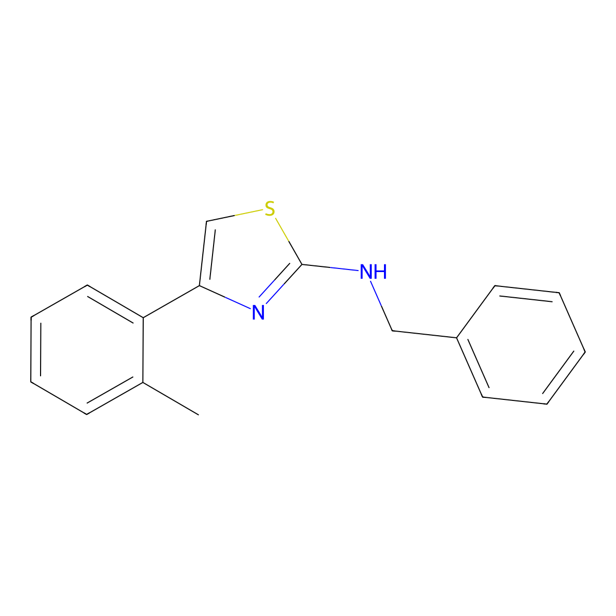 N-benzyl-4-(2-methylphenyl)-1,3-thiazol-2-amine molecular structure, CAS 1852276-27-7