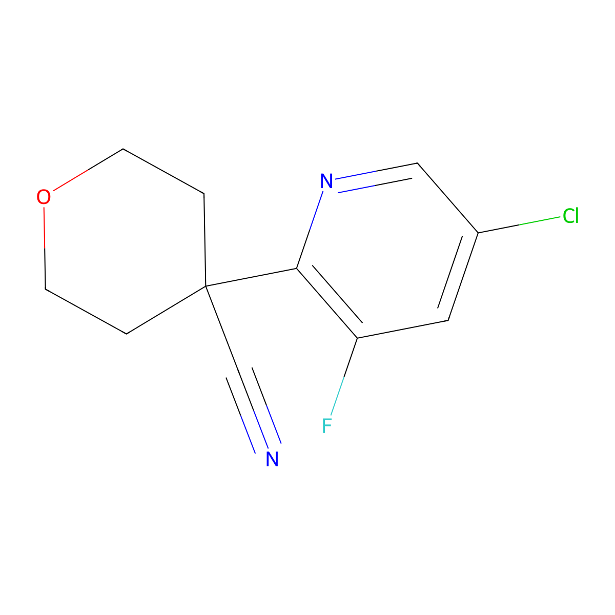 4-(5-Chloro-3-fluoropyridin-2-yl)oxane-4-carbonitrile molecular structure, CAS 1852294-11-1