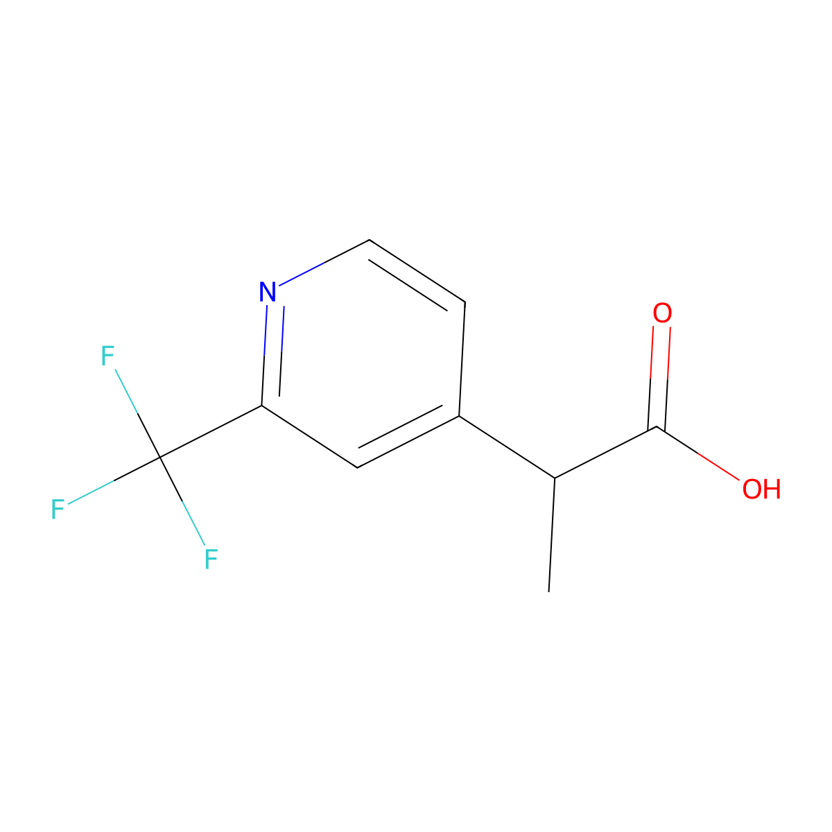 2-[2-(Trifluoromethyl)pyridin-4-yl]propanoic acid molecular structure, CAS 1852354-01-8
