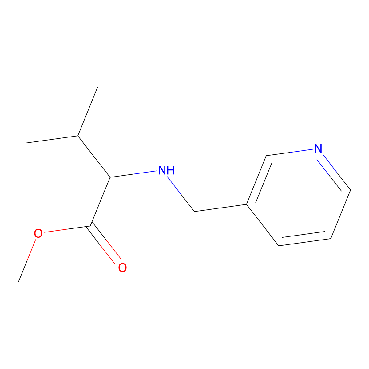 Methyl 3-methyl-2-{[(pyridin-3-yl)methyl]amino}butanoate molecular structure, CAS 1852374-88-9