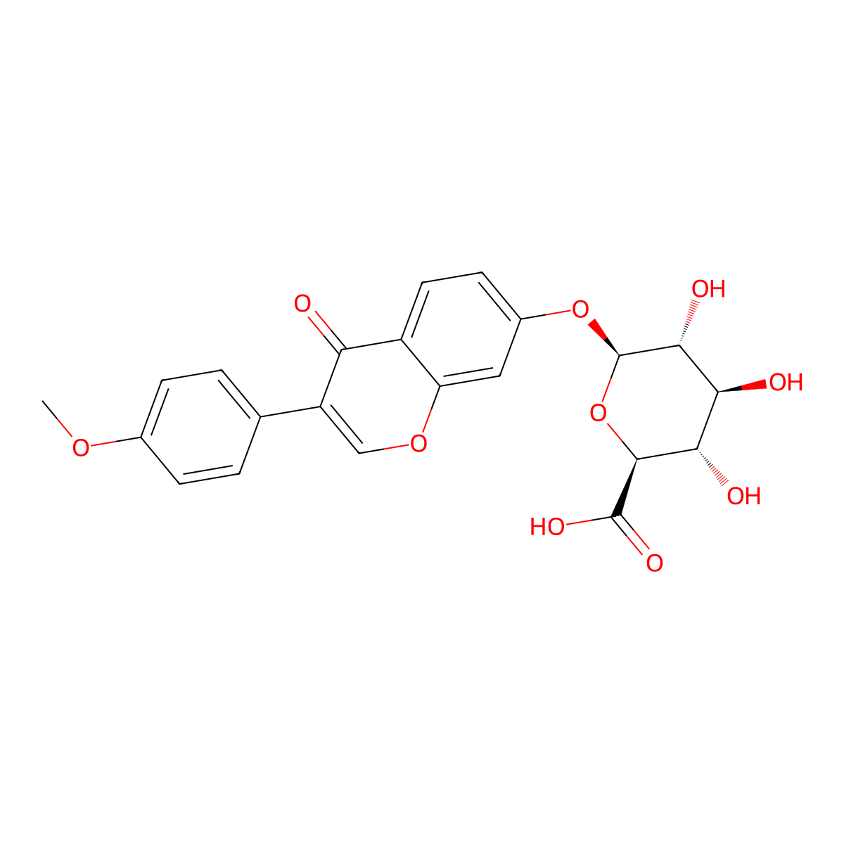 3-(4-Methoxyphenyl)-4-oxo-4H-chromen-7-yl beta-D-glucopyranosiduronic acid molecular structure, CAS 18524-03-3