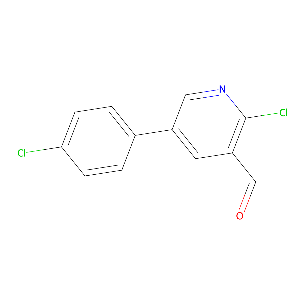 2-Chloro-5-(4-chlorophenyl)pyridine-3-carbaldehyde molecular structure, CAS 185244-96-6