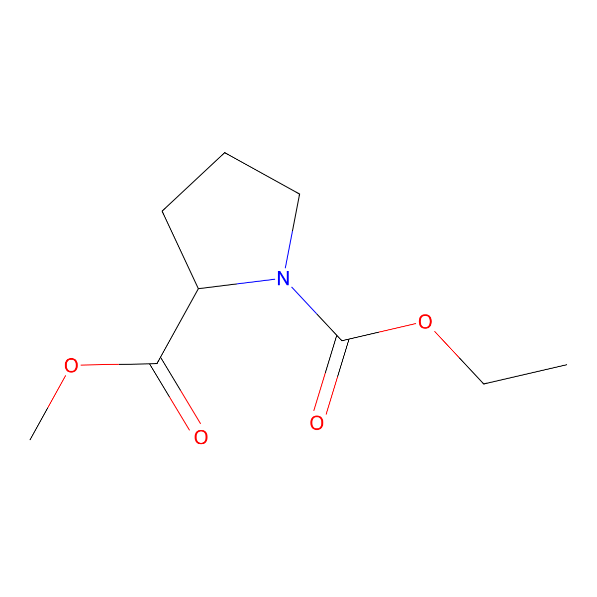 1-Ethyl 2-methyl (R)-pyrrolidine-1,2-dicarboxylate molecular structure, CAS 185246-66-6