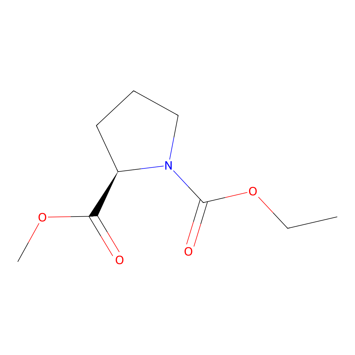 1-Ethyl 2-methyl (R)-pyrrolidine-1,2-dicarboxylate molecular structure, CAS 185246-66-6