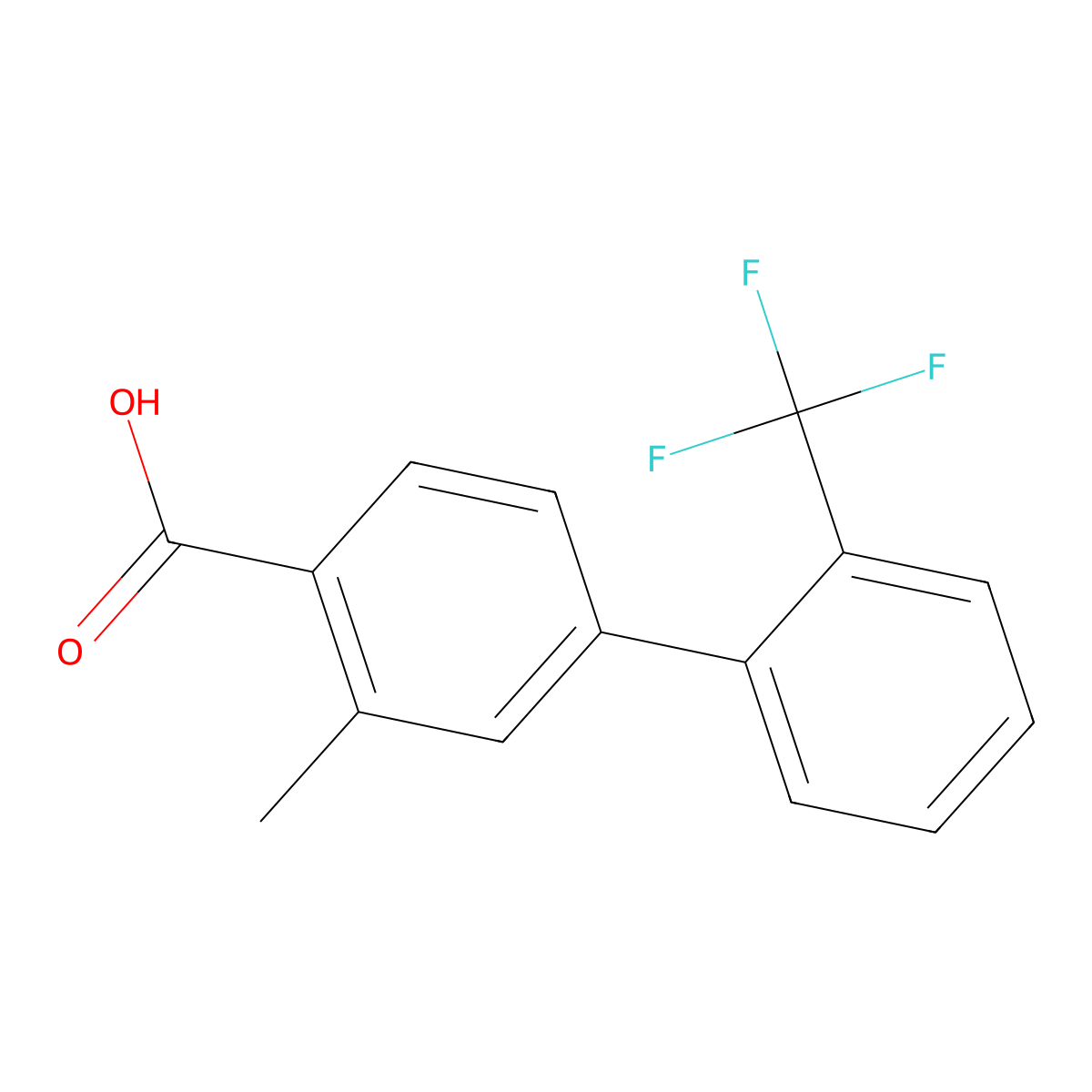 3-Methyl-2'-(trifluoromethyl)biphenyl-4-carboxylic acid molecular structure, CAS 1852476-91-5