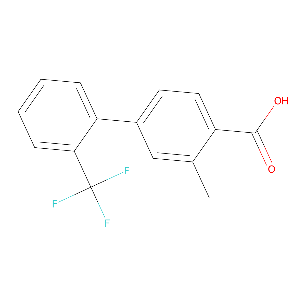 3-Methyl-2'-(trifluoromethyl)biphenyl-4-carboxylic acid molecular structure, CAS 1852476-91-5