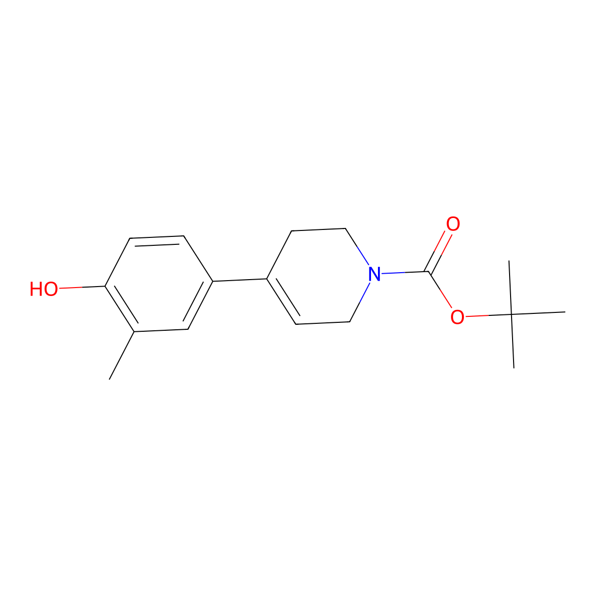 3,6-Dihydro-4-(4-hydroxy-3-methylphenyl)-1(2h)-pyridinecarboxylic acid 1,1-dimethylethyl ester molecular structure, CAS 1852496-92-4