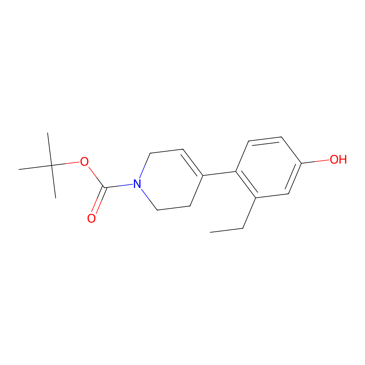 4-(2-Ethyl-4-hydroxyphenyl)-3,6-dihydro-1(2h)-pyridinecarboxylic acid 1,1-dimethylethyl ester molecular structure, CAS 1852496-94-6