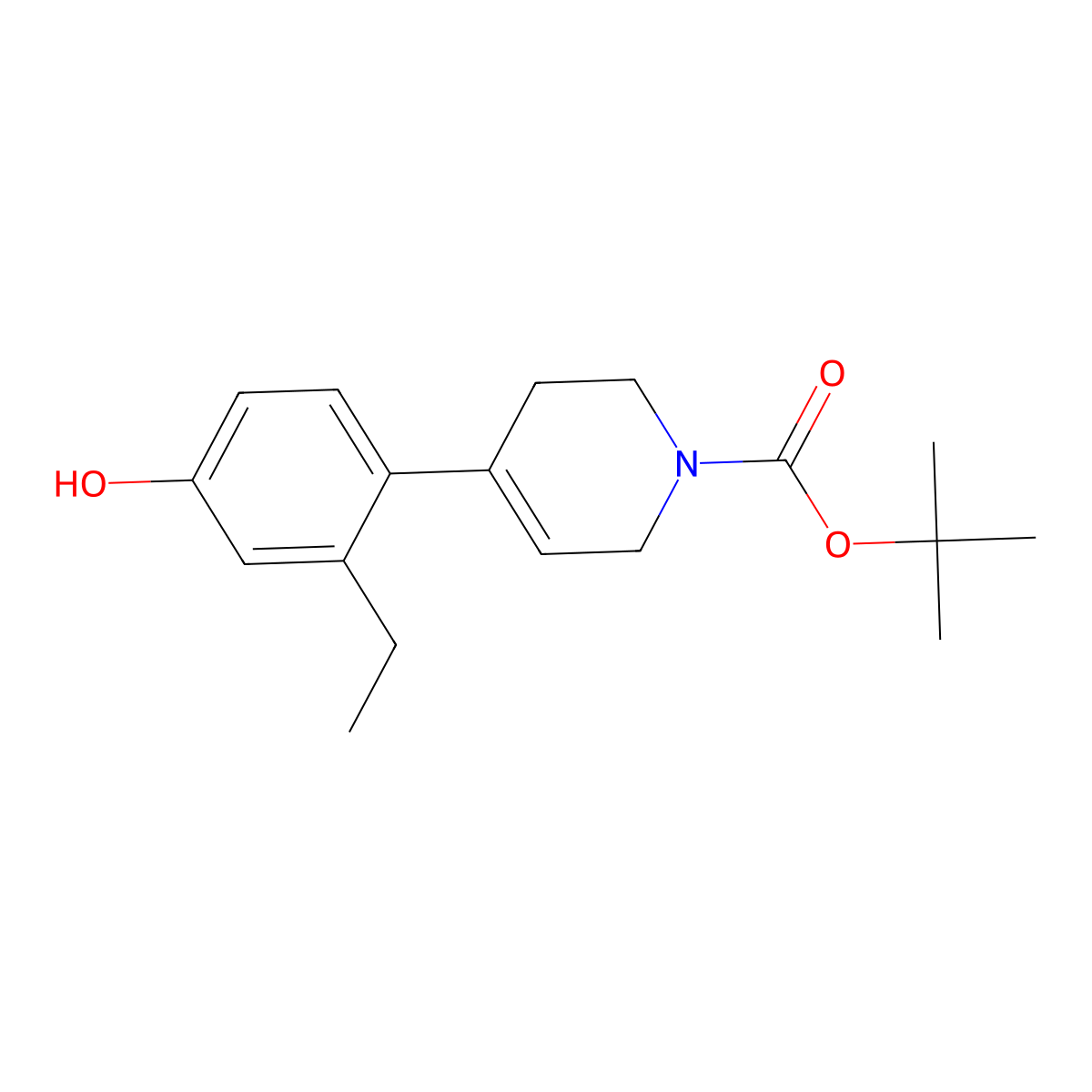4-(2-Ethyl-4-hydroxyphenyl)-3,6-dihydro-1(2h)-pyridinecarboxylic acid 1,1-dimethylethyl ester molecular structure, CAS 1852496-94-6
