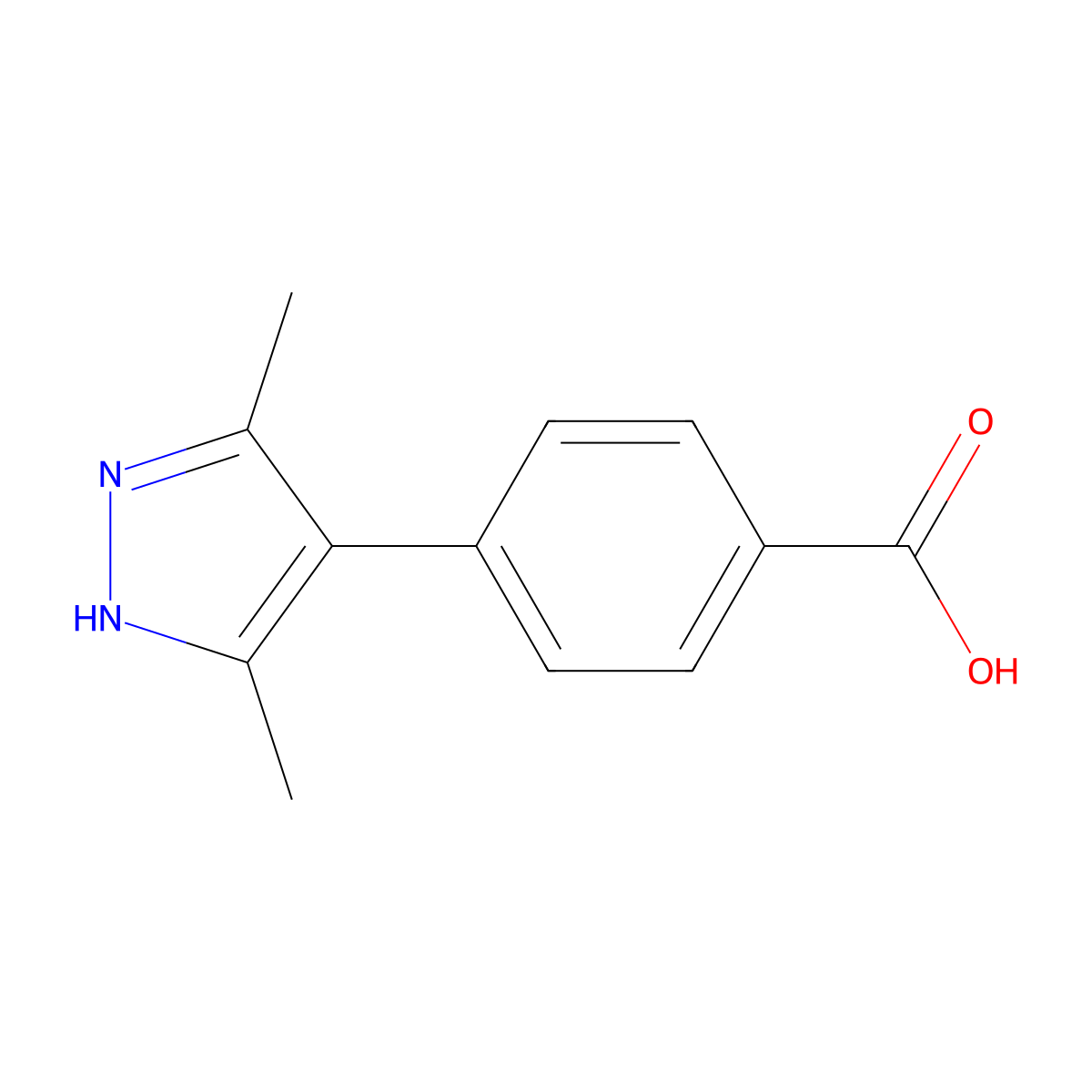 4-(3,5-dimethyl-1H-pyrazol-4-yl)benzoic acid molecular structure, CAS 185252-69-1