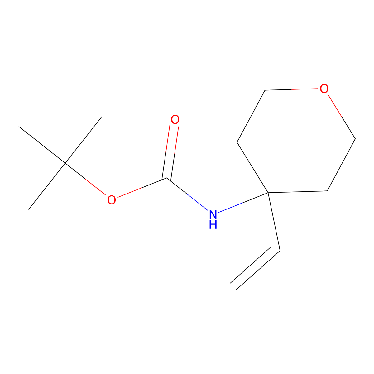 tert-butyl N-(4-ethenyloxan-4-yl)carbamate molecular structure, CAS 1852533-15-3