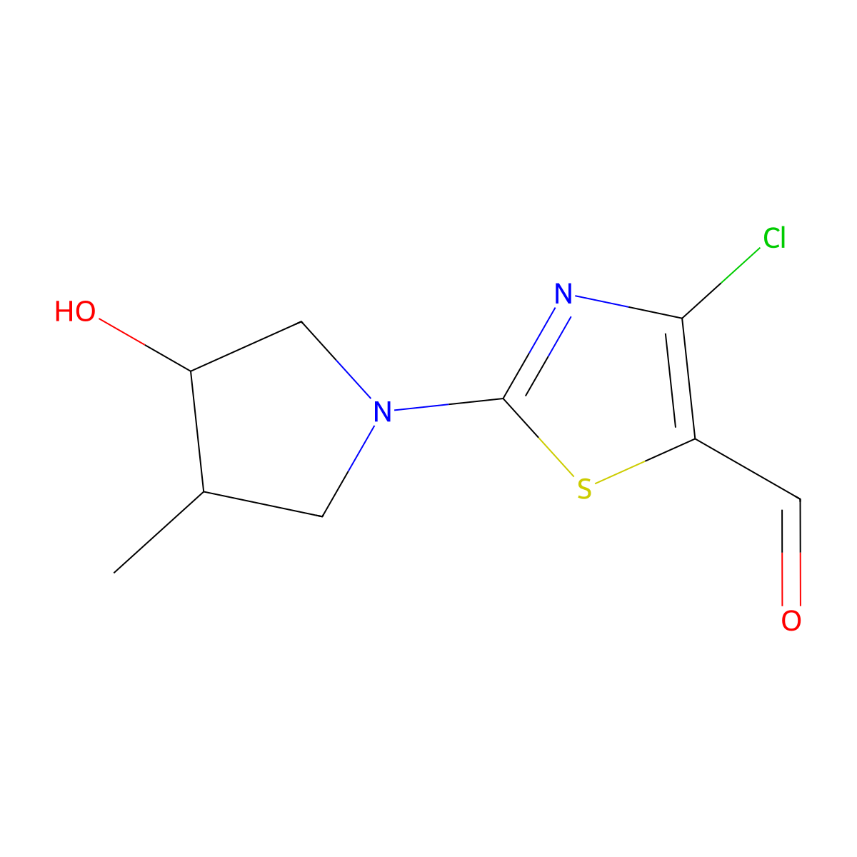 4-Chloro-2-(3-hydroxy-4-methylpyrrolidin-1-YL)thiazole-5-carbaldehyde molecular structure, CAS 1852542-49-4