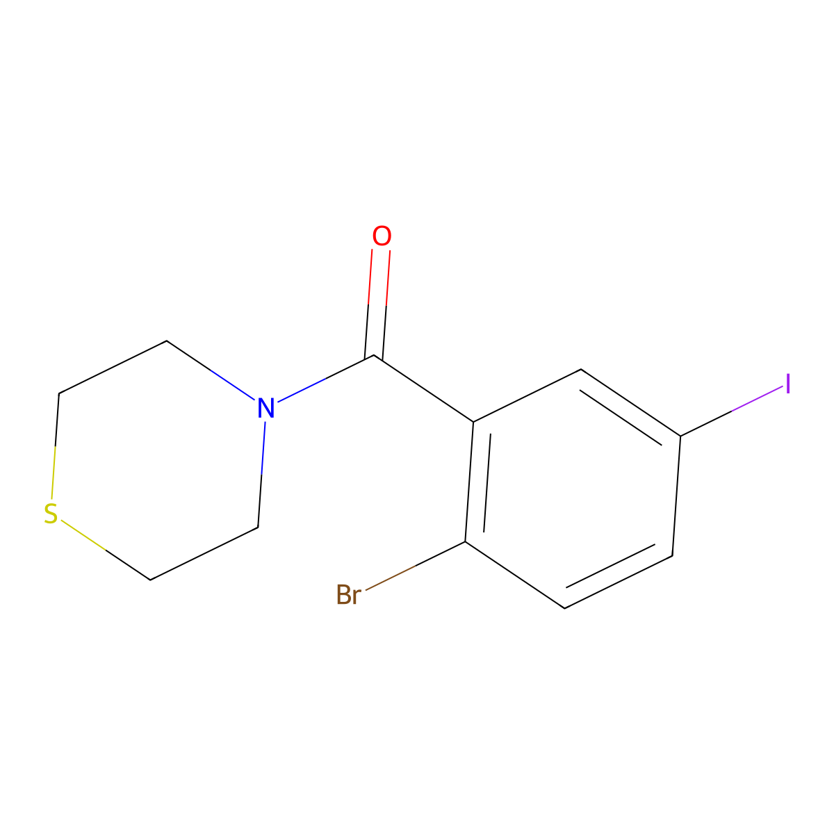 (2-Bromo-5-iodophenyl)(thiomorpholino)methanone molecular structure, CAS 1852640-29-9