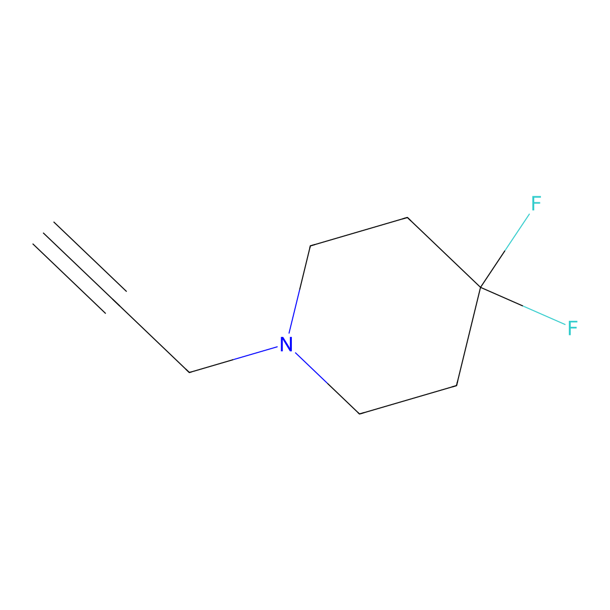 4,4-Difluoro-1-(prop-2-yn-1-yl)piperidine molecular structure, CAS 1852654-99-9