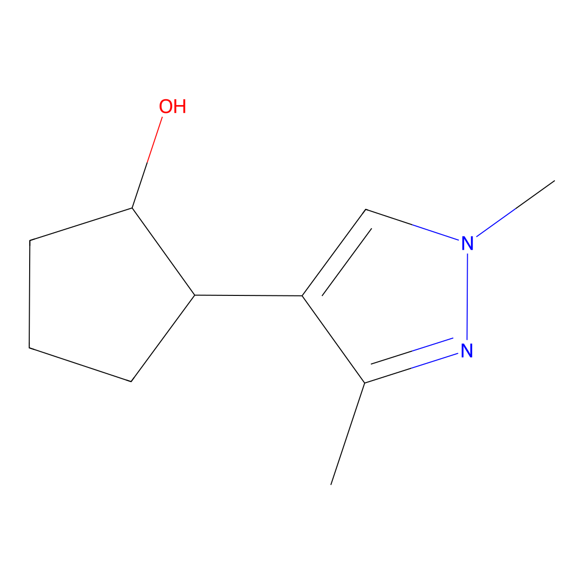 2-(1,3-Dimethyl-1H-pyrazol-4-yl)cyclopentan-1-ol molecular structure, CAS 1852676-40-4