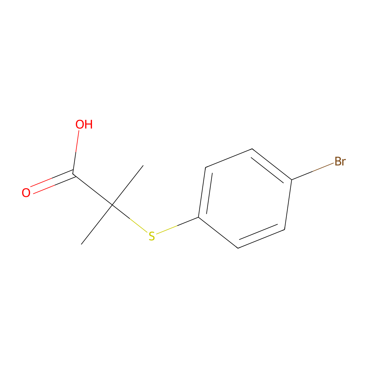 2-[(4-Bromophenyl)sulfanyl]-2-methylpropanoic acid molecular structure, CAS 18527-16-7