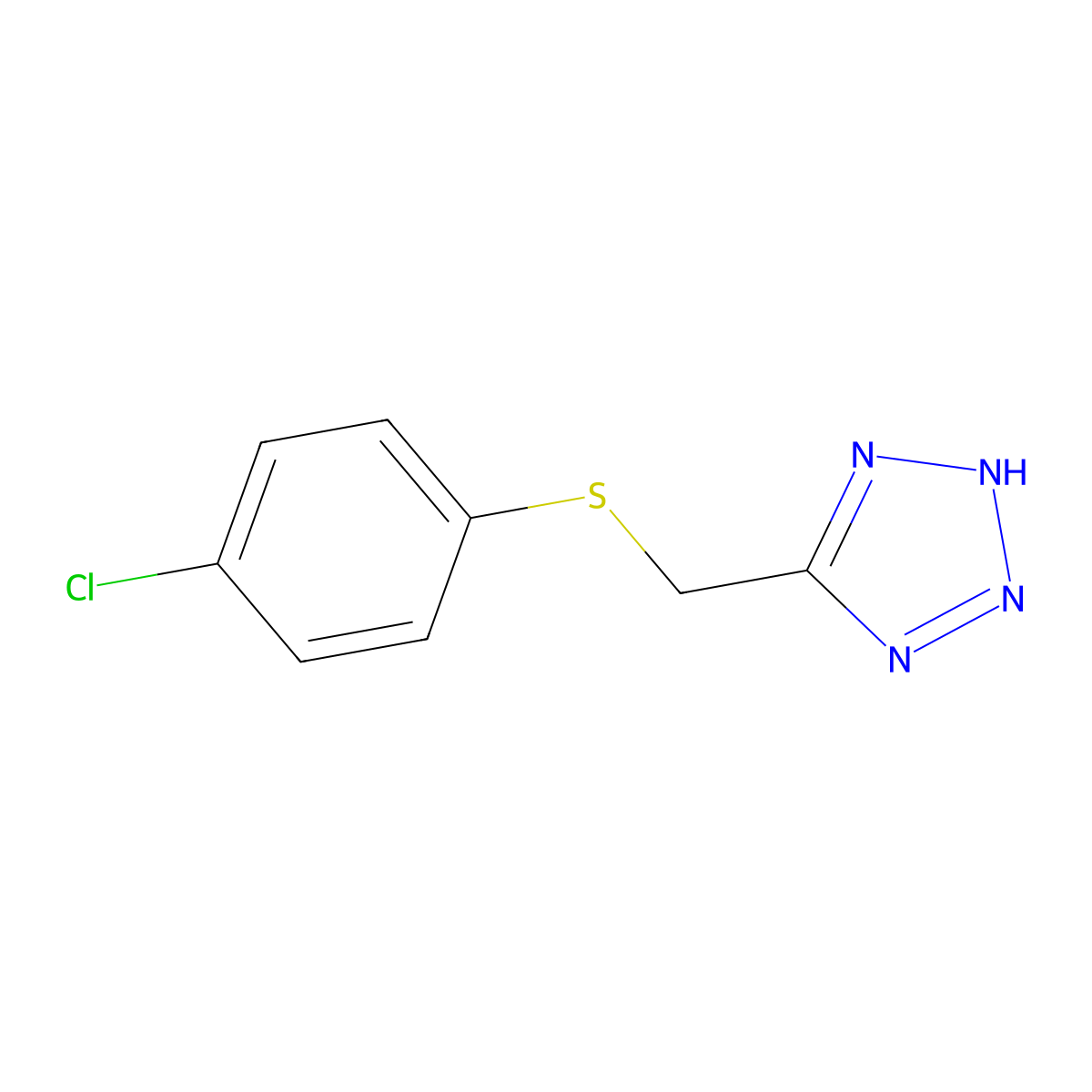 5-(((4-chlorophenyl)sulfanyl)methyl)-1H-1,2,3,4-tetrazole molecular structure, CAS 18527-31-6