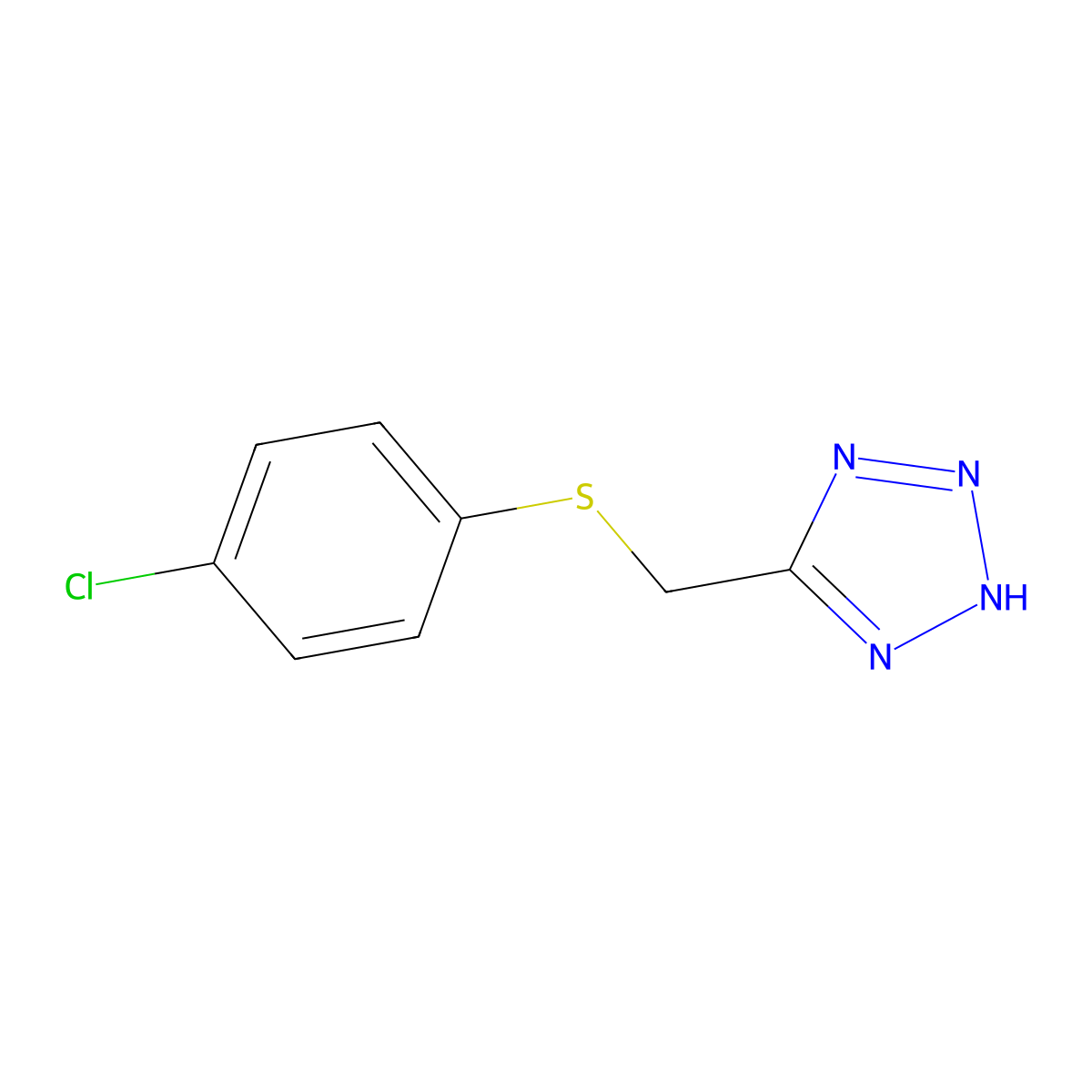 5-(((4-chlorophenyl)sulfanyl)methyl)-1H-1,2,3,4-tetrazole molecular structure, CAS 18527-31-6