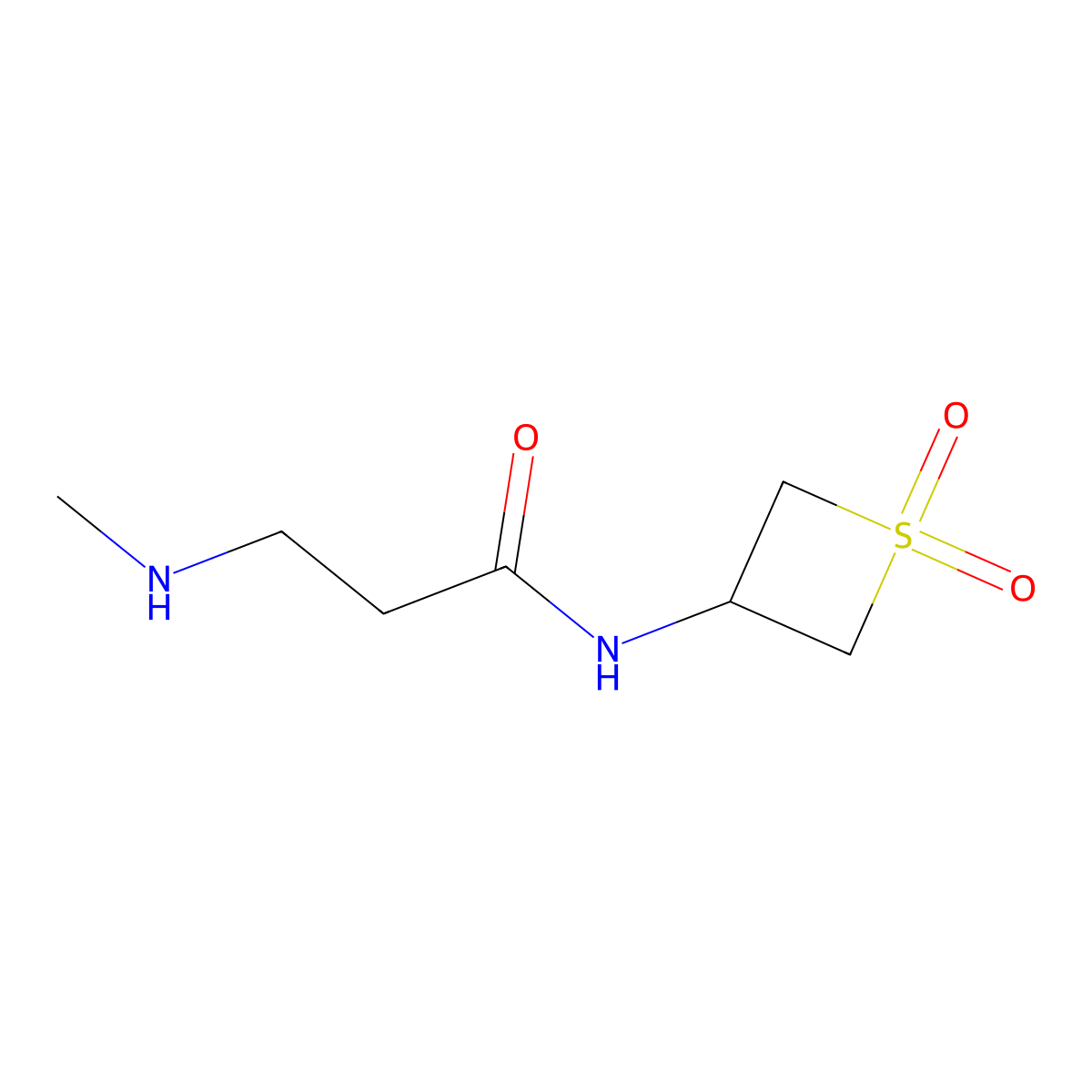 N-(1,1-Dioxidothietan-3-yl)-3-(methylamino)propanamide molecular structure, CAS 1852706-58-1