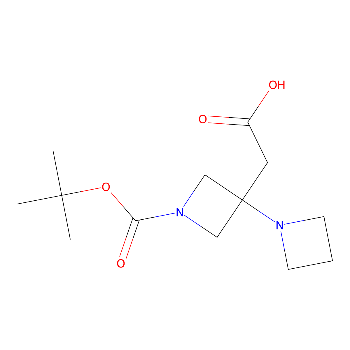 2-{1'-[(Tert-butoxy)carbonyl]-[1,3'-biazetidin]-3'-yl}acetic acid molecular structure, CAS 1852765-95-7