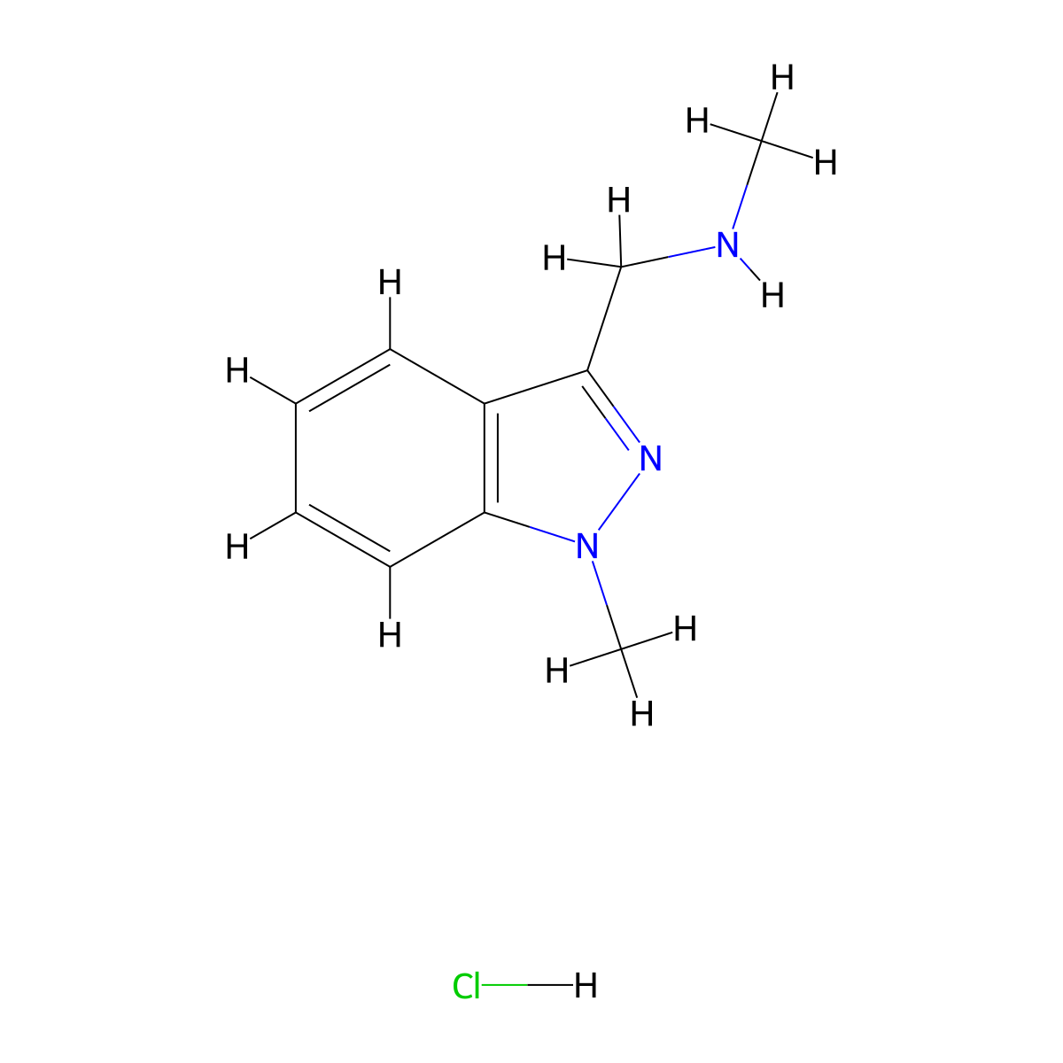 methyl[(1-methyl-1H-indazol-3-yl)methyl]amine hydrochloride molecular structure, CAS 1852789-18-4