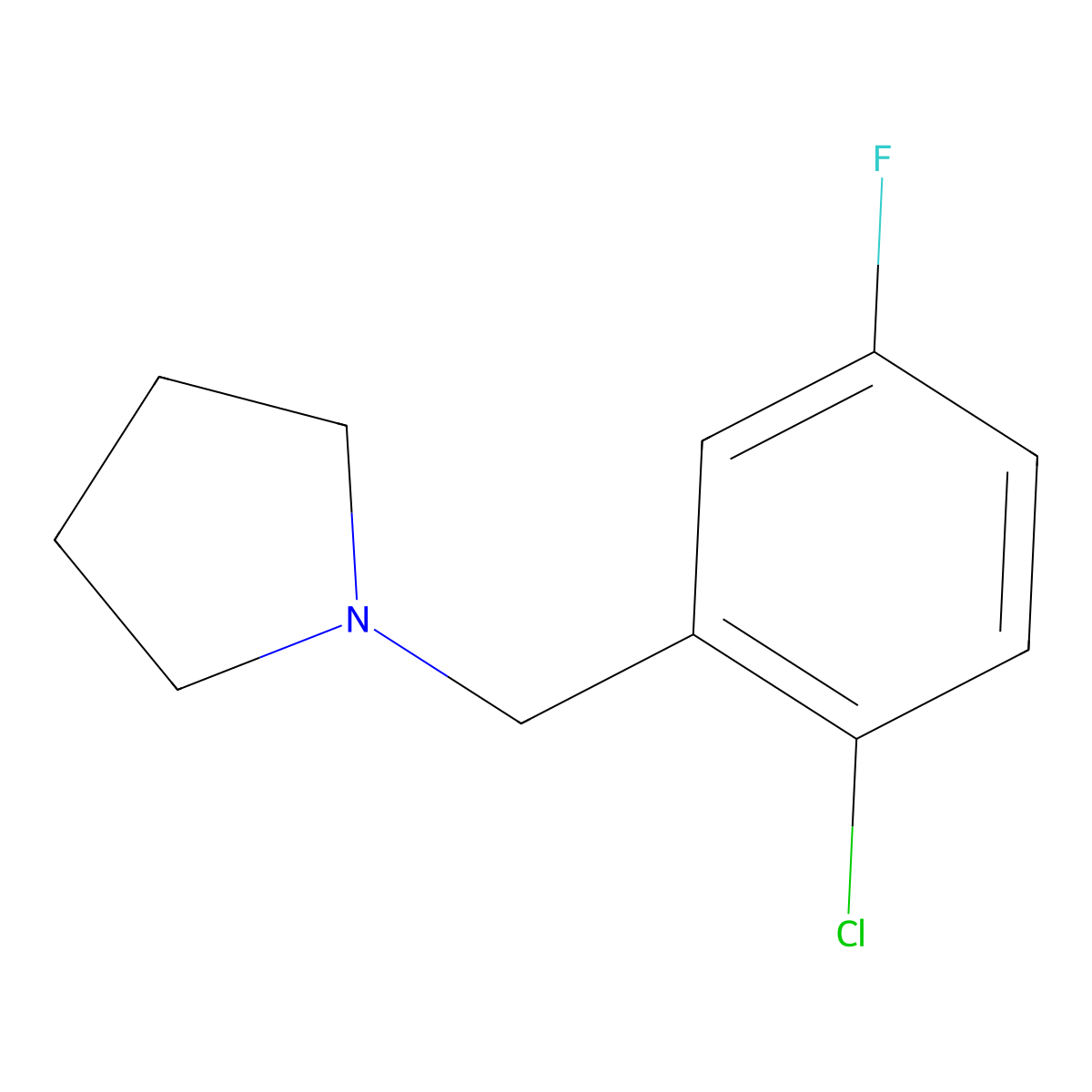 1-[(2-Chloro-5-fluorophenyl)methyl]pyrrolidine molecular structure, CAS 1852817-60-7