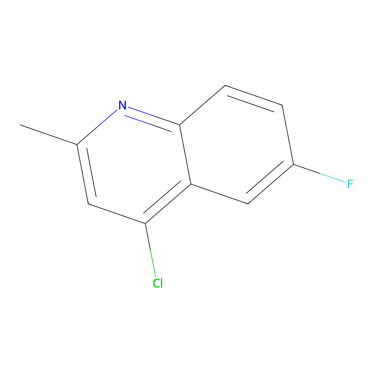 4-Chloro-6-fluoro-2-methylquinoline molecular structure, CAS 18529-01-6