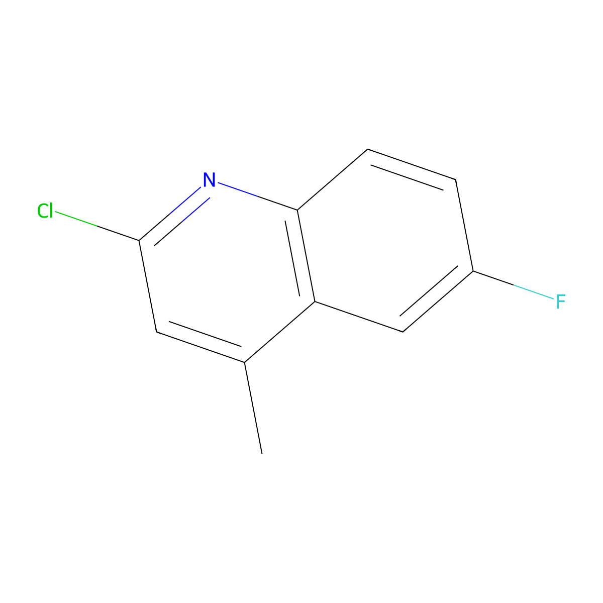 2-Chloro-6-fluoro-4-methylquinoline molecular structure, CAS 18529-12-9