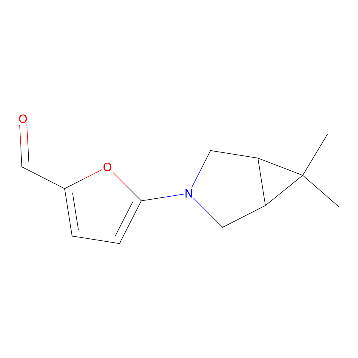 5-{6,6-Dimethyl-3-azabicyclo[3.1.0]hexan-3-yl}furan-2-carbaldehyde molecular structure, CAS 1852974-28-7